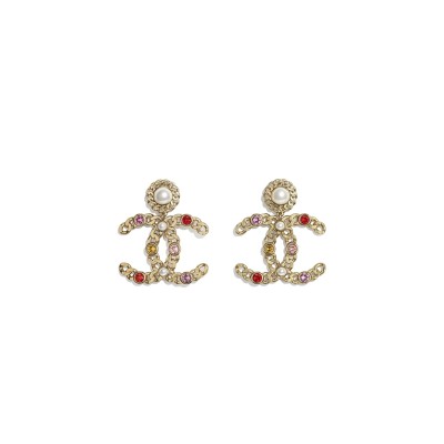 CHANEL CC PEARL CRYSTAL CHAIN DROP EARRINGS AB5680